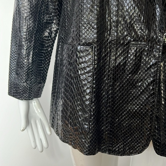 Python Snakeskin Sz 6-8 Custom Made Blazer Jacket Padded Shoulders Patch Pockets - Picture 2 of 11
